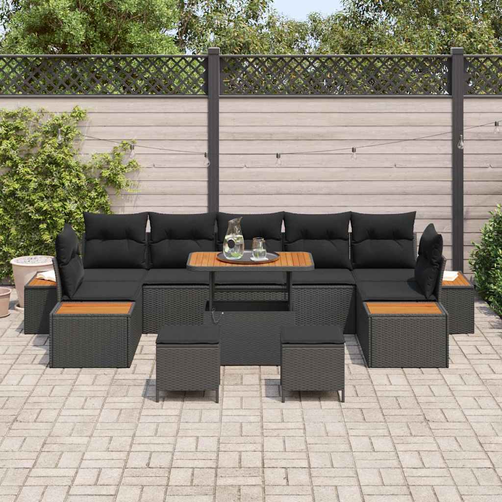 Conjunto de Sofá de Jardim 10 pcs Preto 90 x 55 x 71 cm