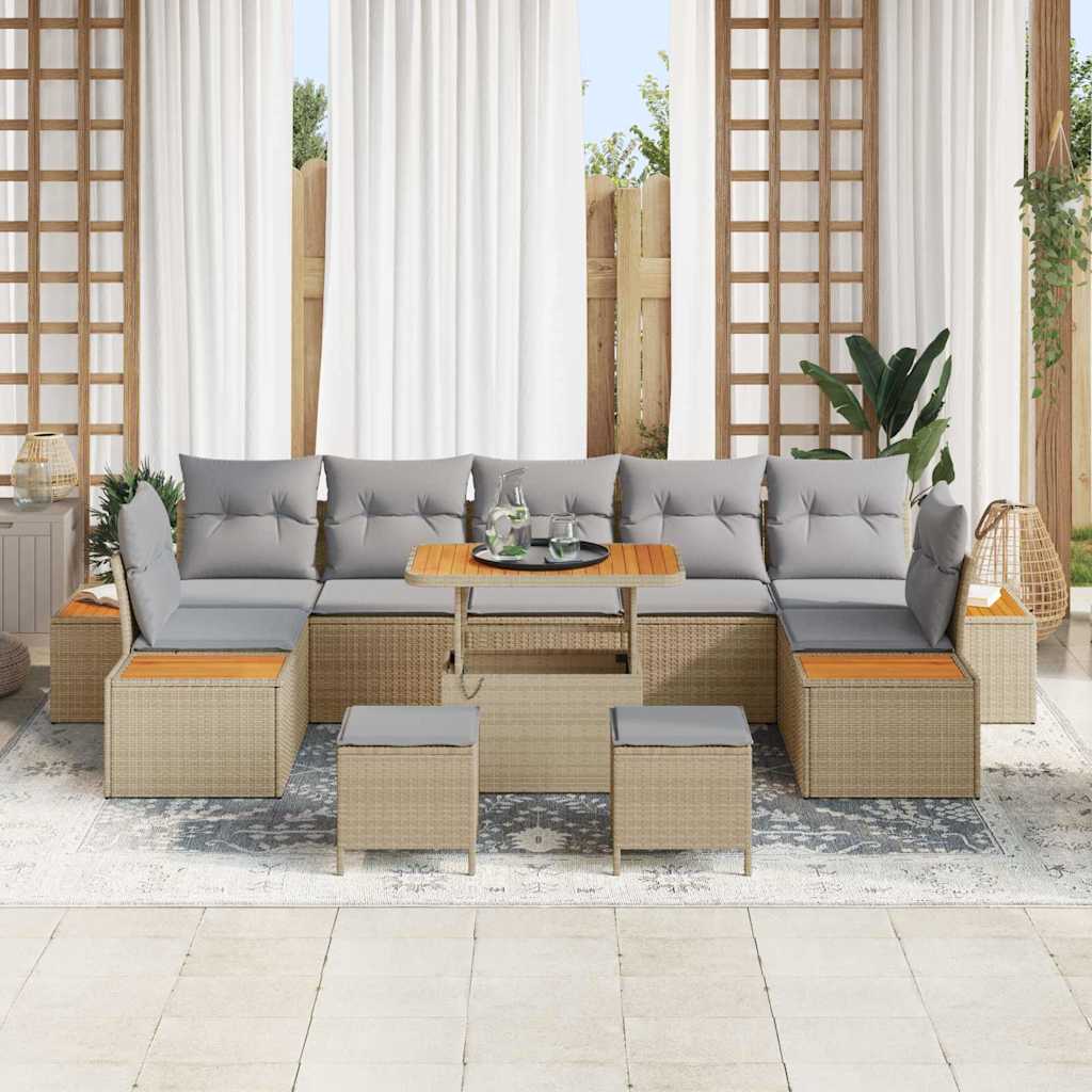 Conjunto de Sofá de Jardim 10 pcs Bege e Cinza Claro