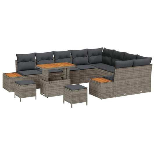 Conjunto de Sofá de Jardim Cinzeto Rattan Sintético