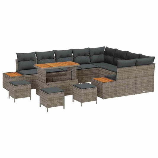 Conjunto de Sofá de Jardim Cinzeto Rattan Sintético