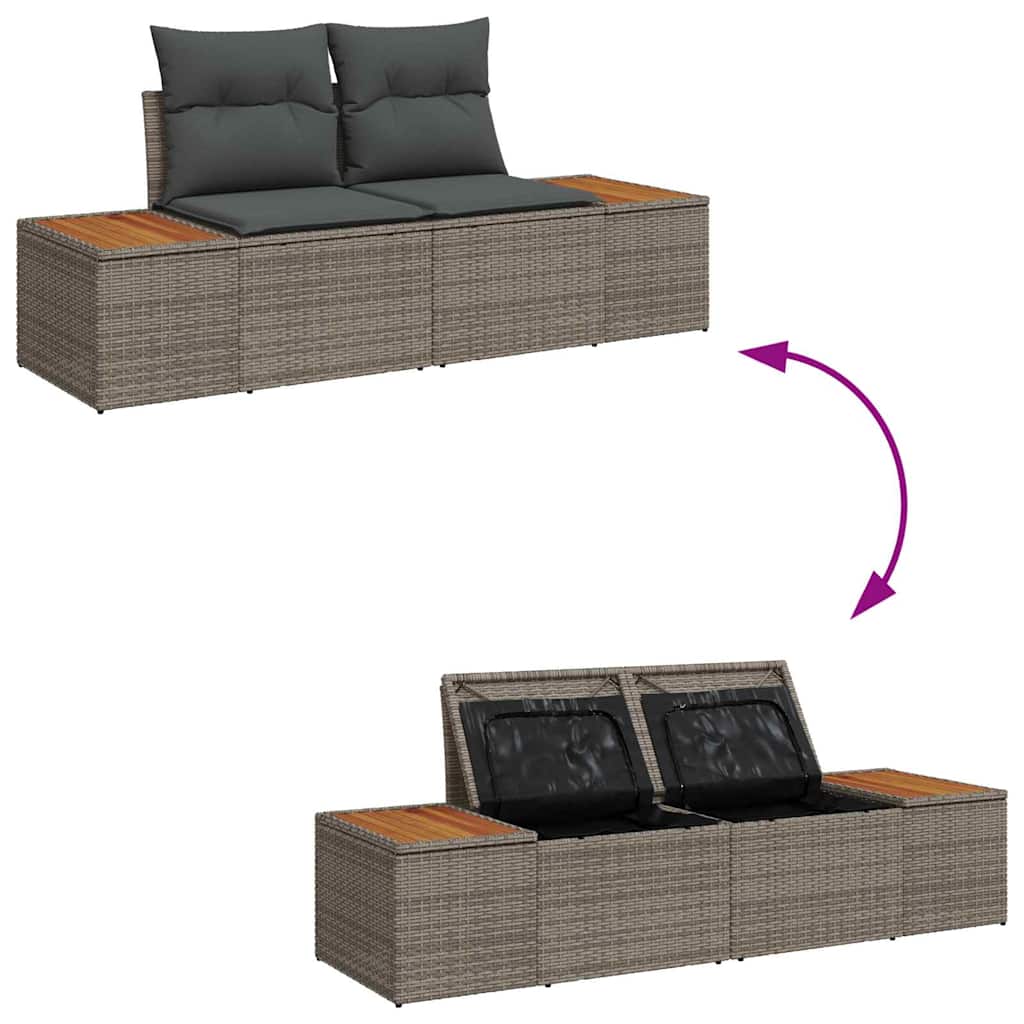 Conjunto de Sofá de Jardim Cinzeto Rattan Sintético