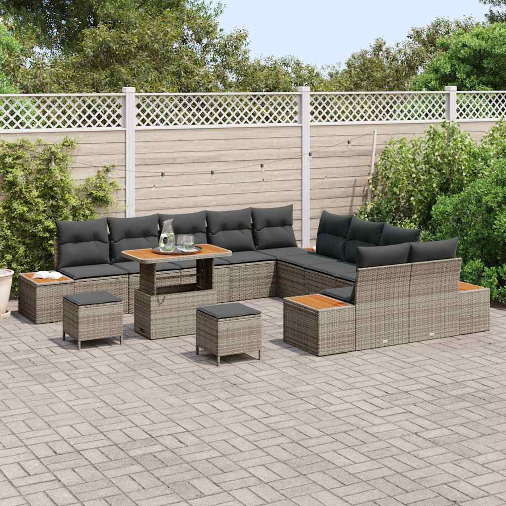 Conjunto de Sofá de Jardim Cinzeto Rattan Sintético