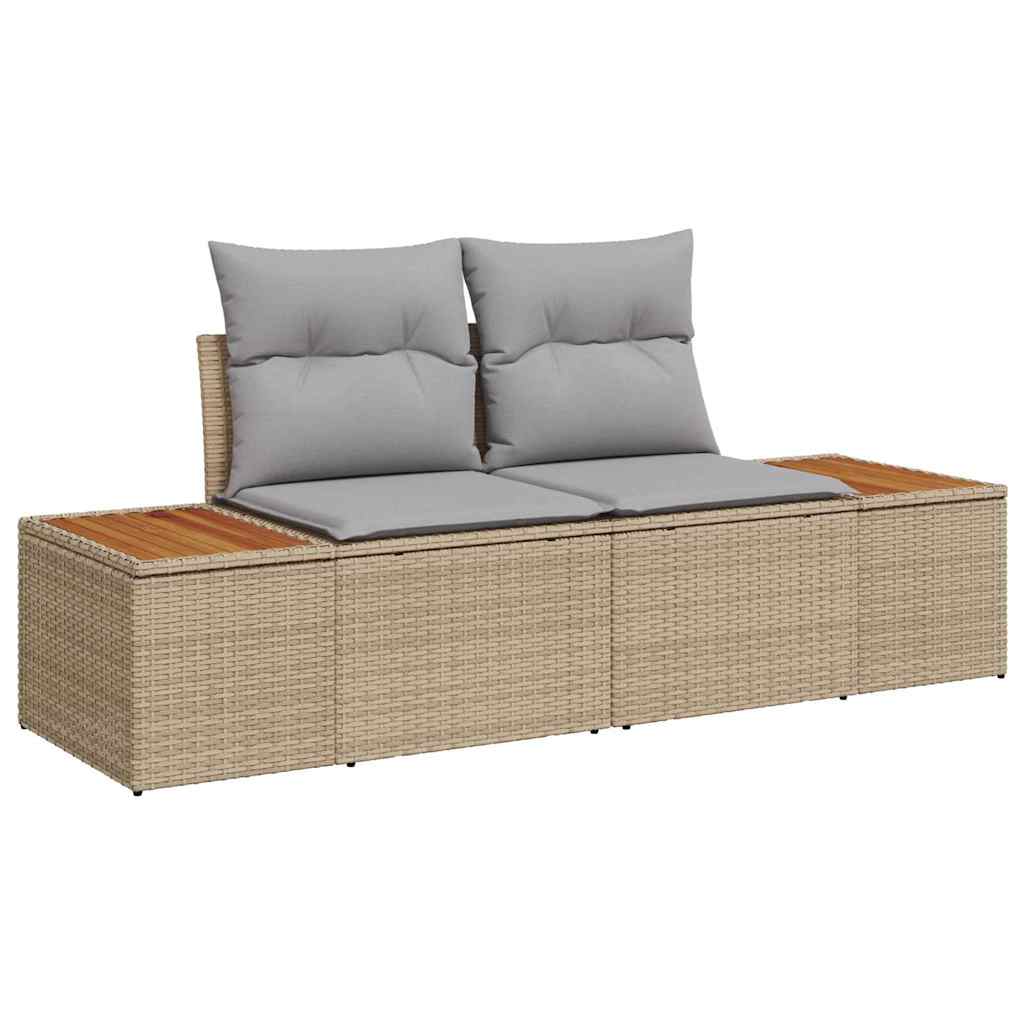 Conjunto de Sofá de Jardim com almofada Bege Rattan Sintético
