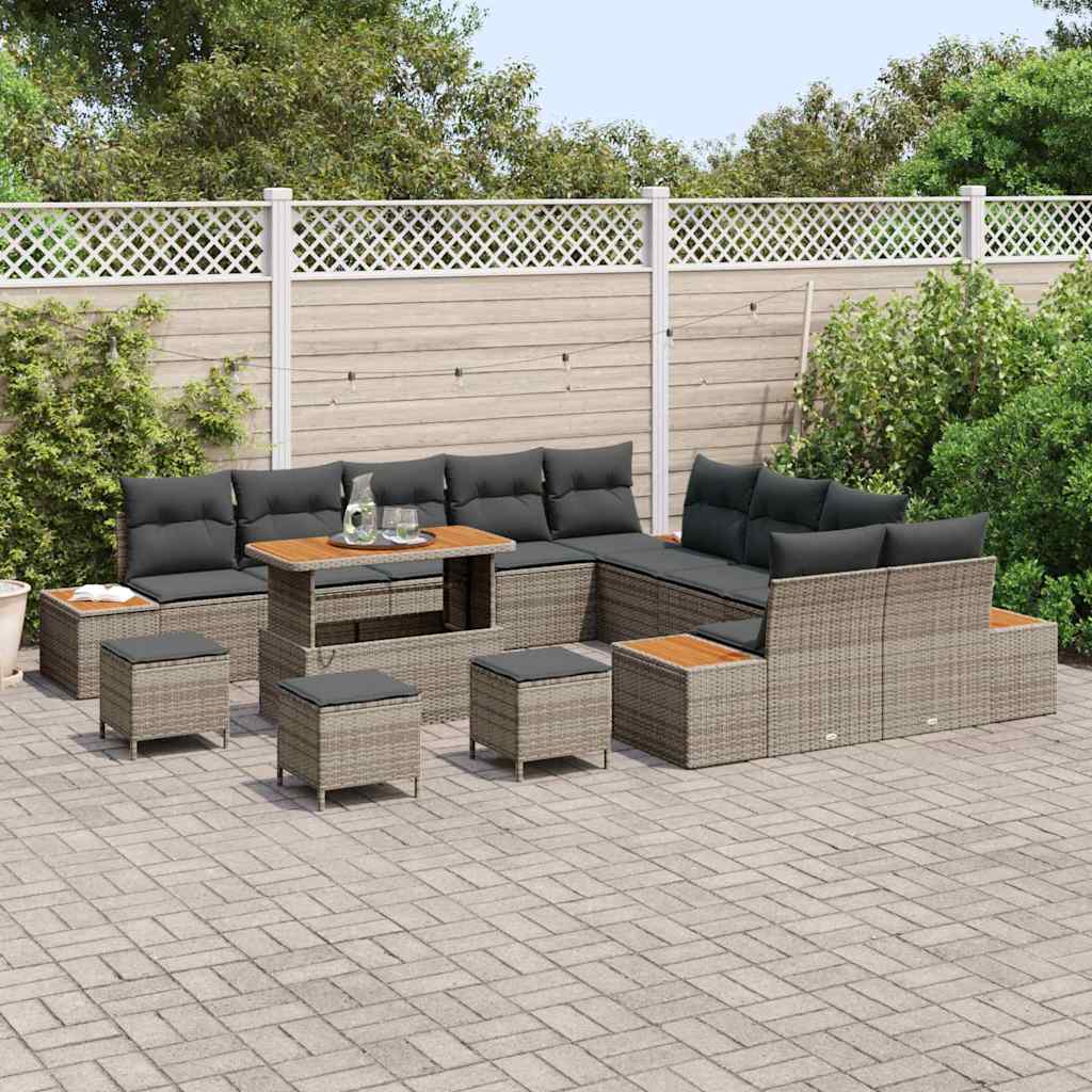 Conjunto de Sofá de Jardim Cinzeto Rattan Sintético