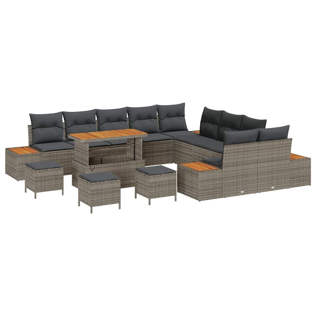 Conjunto de Sofá de Jardim Cinzeto Rattan Sintético