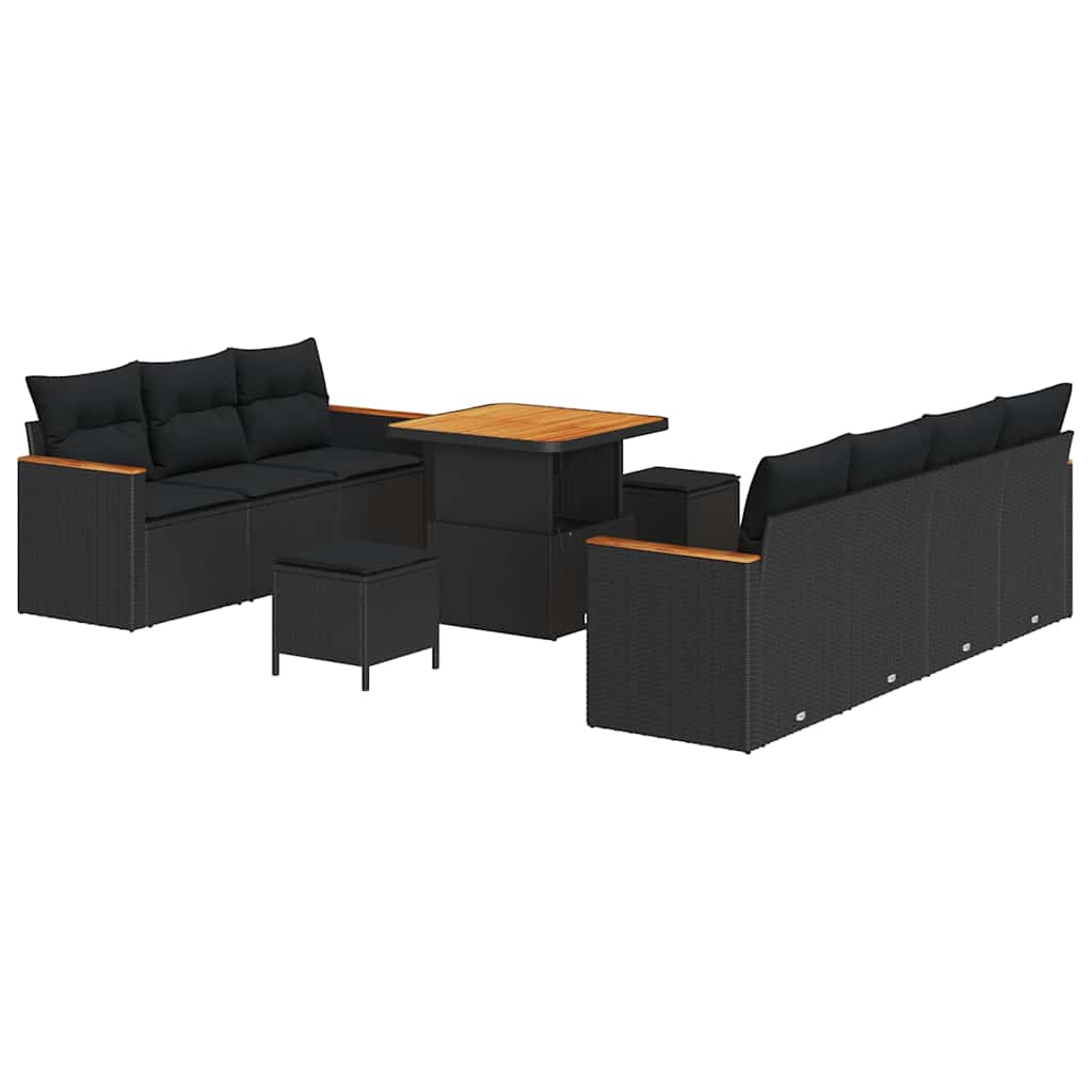 Conjunto de Sofá de Jardim 10 pcs Preto Rattan Sintético