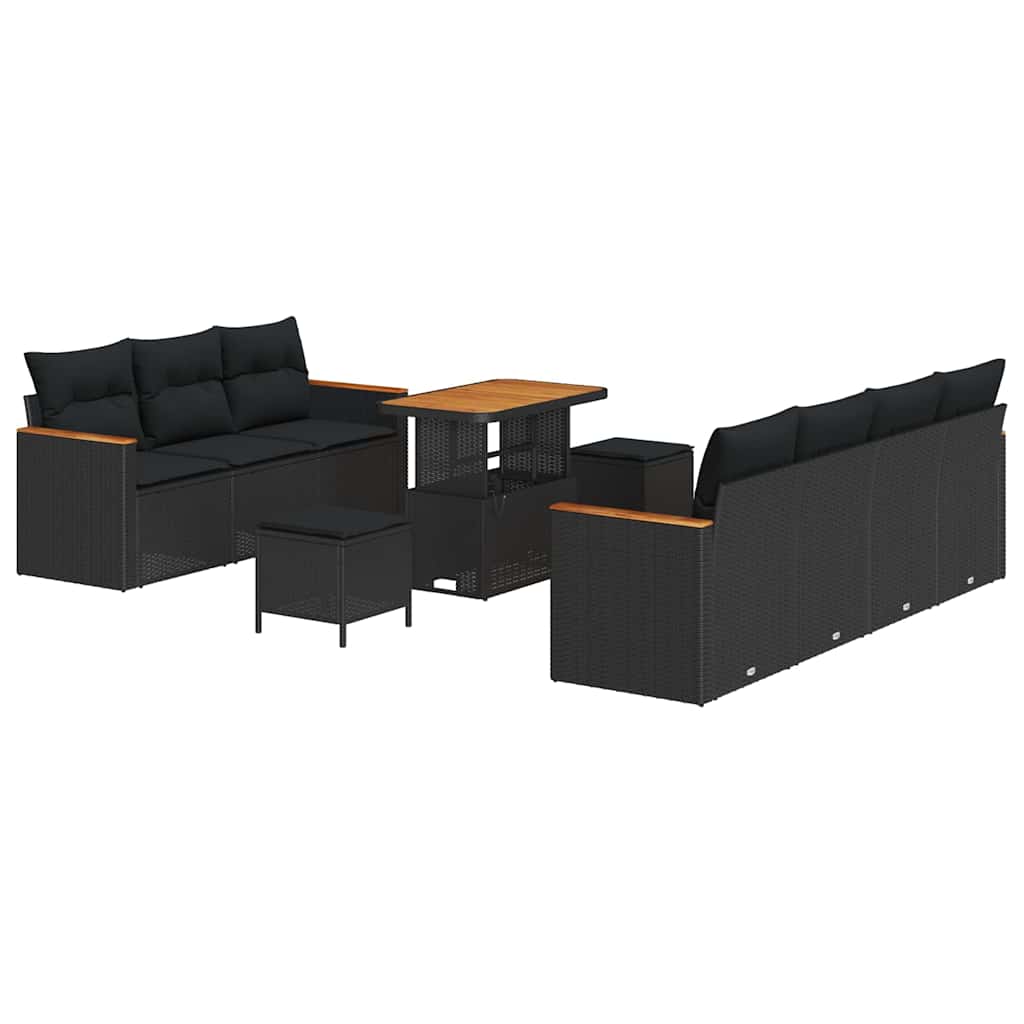 Conjunto de Sofá de Jardim 10 pcs Preto Rattan Sintético