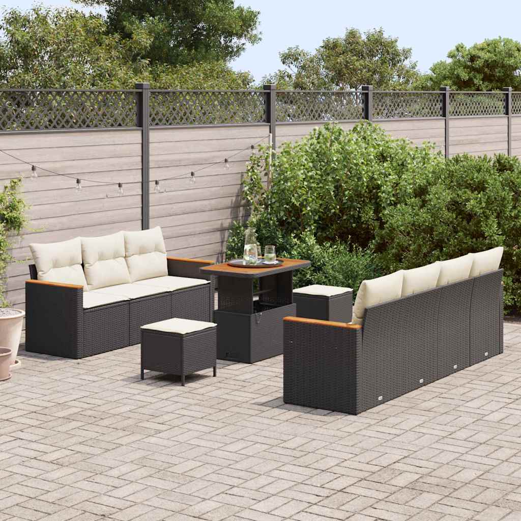 Conjunto de Sofá de Jardim 10 pcs Preto Rattan Sintético