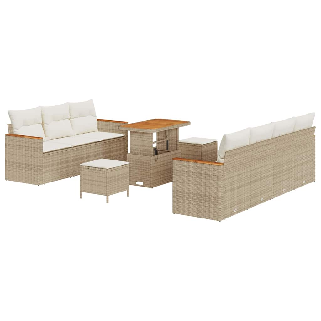 Conjunto de Sofá de Jardim 10 pcs Bege Rattan Sintético