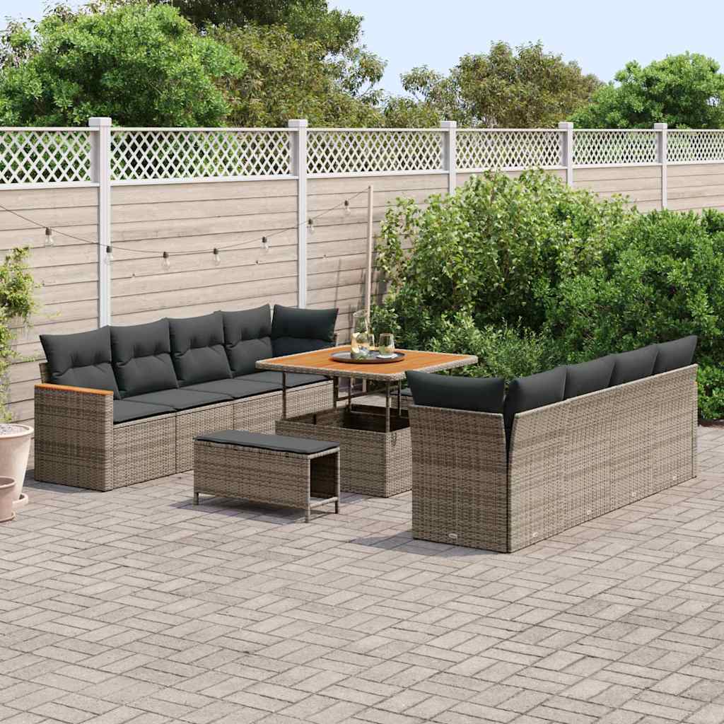 Conjunto de Sofá de Jardim Cinzeto Rattan Sintético