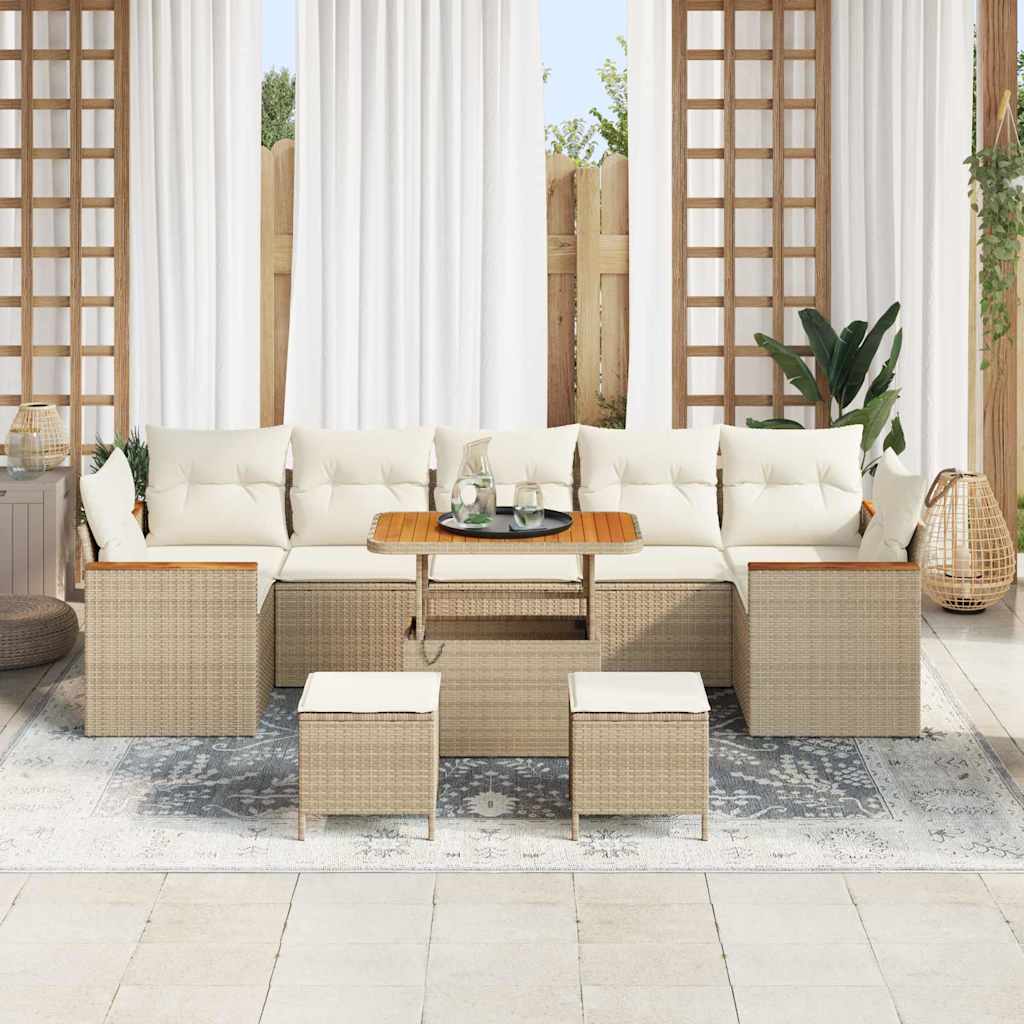 Conjunto de Sofá de Jardim 10 pcs Bege Rattan Sintético