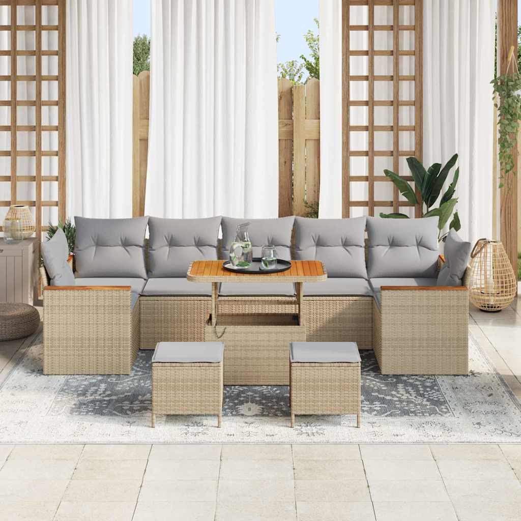 Conjunto de Sofá de Jardim 10 pcs Bege Rattan Sintético