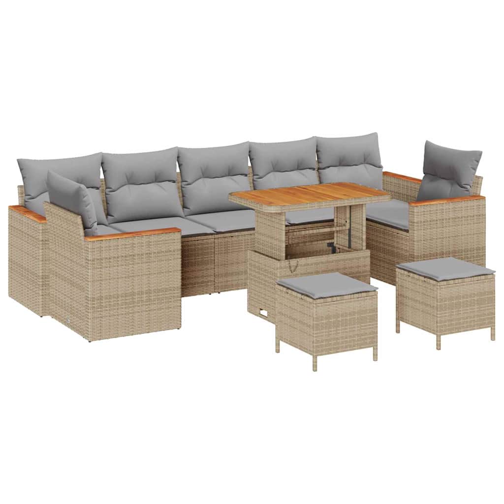 Conjunto de Sofá de Jardim 10 pcs Bege Rattan Sintético