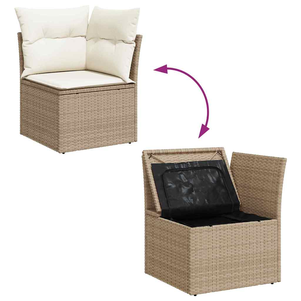 Conjunto de Sofá de Jardim com almofada Bege Rattan Sintético