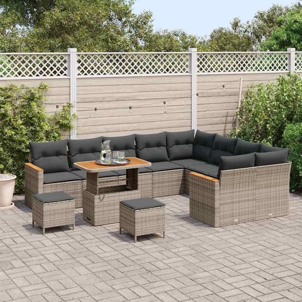 Conjunto de Sofá de Jardim Manual Cinzeto Rattan Sintético
