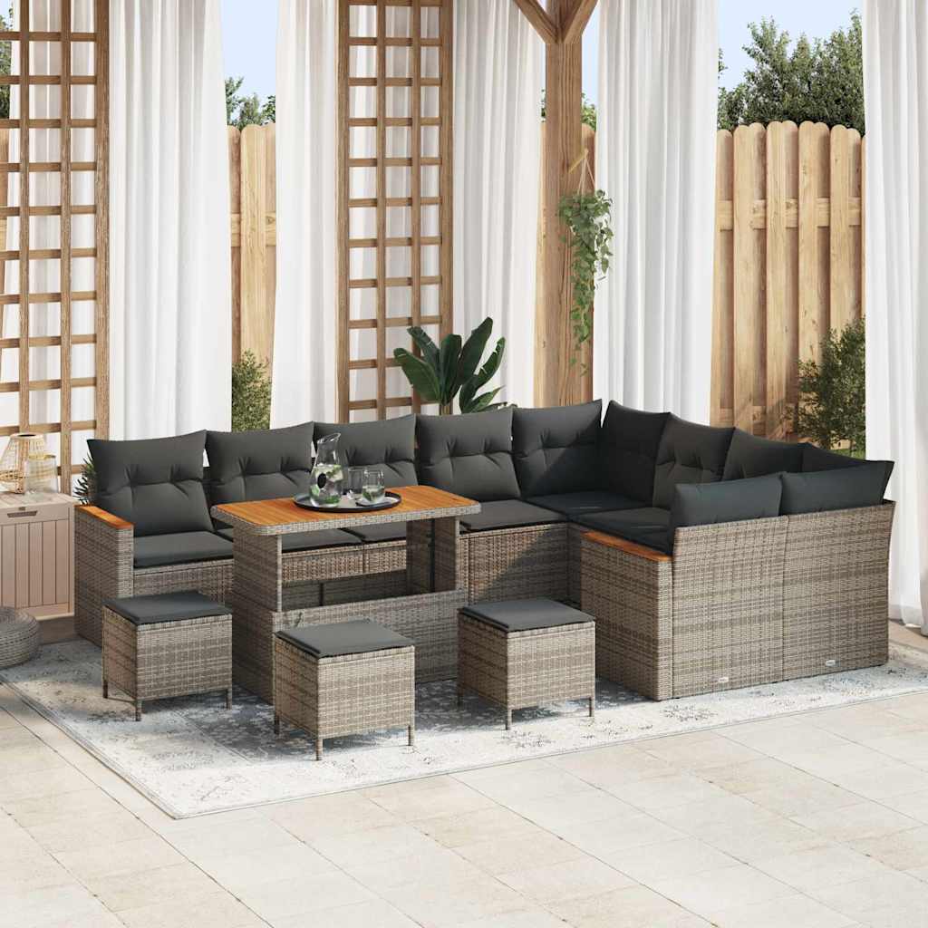 Conjunto de Sofá de Jardim Cinzeto Rattan Sintético