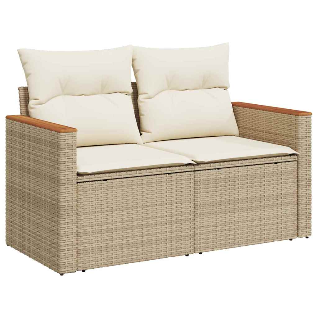 Conjunto de Sofá de Jardim com almofada Bege Rattan Sintético