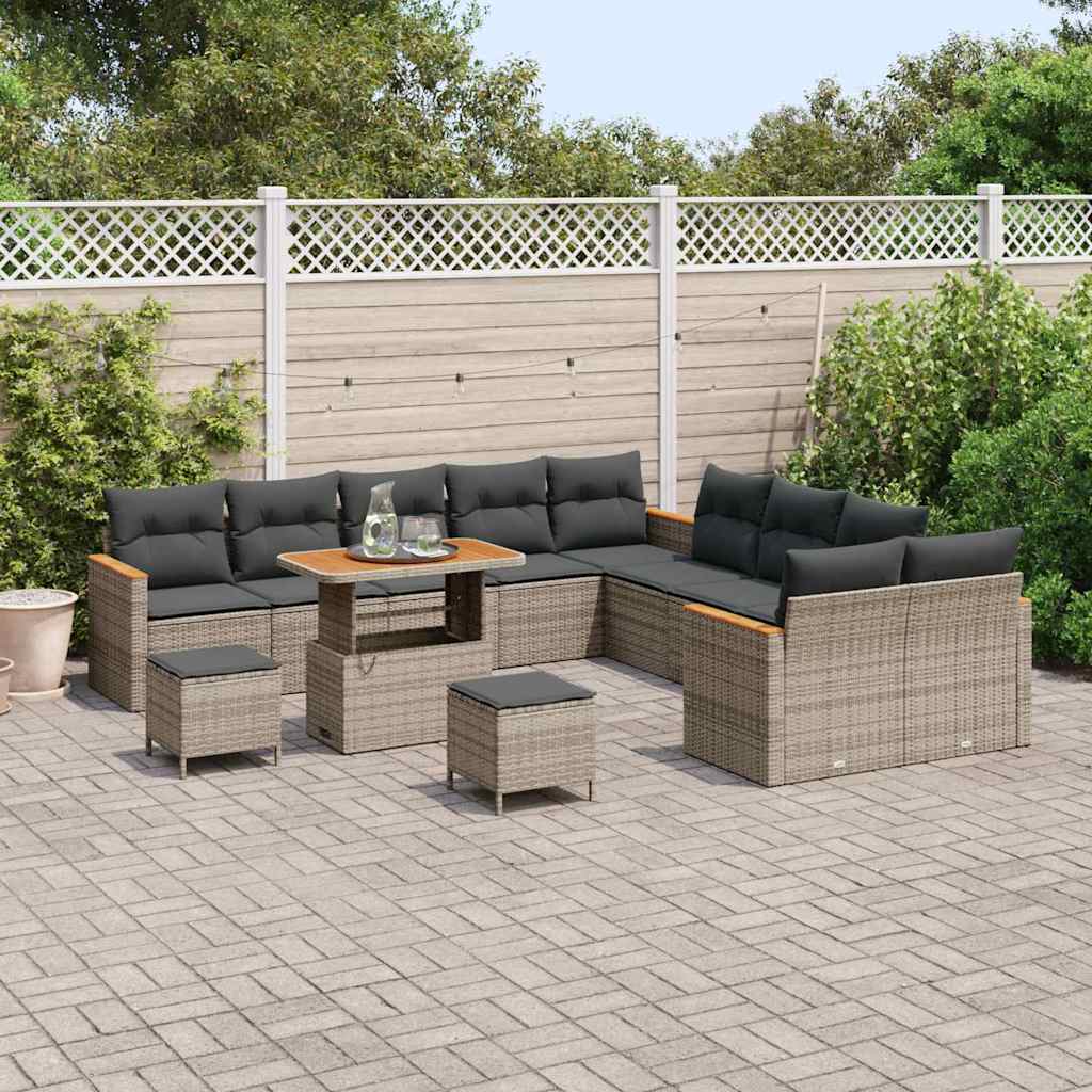 Conjunto de Sofá de Jardim Manual Cinzeto Rattan Sintético