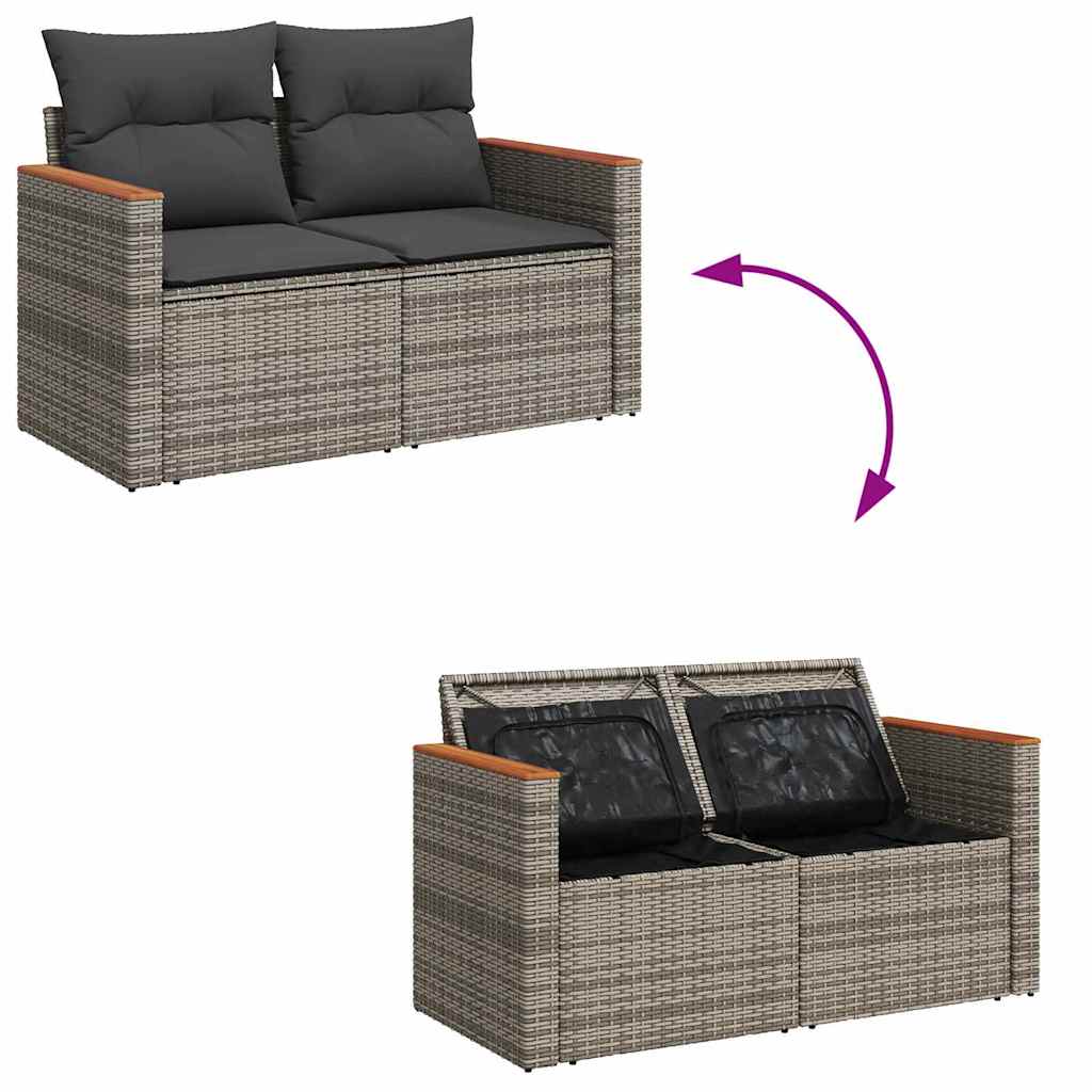 Conjunto de Sofá de Jardim 14 pcs Cinzeto Rattan Sintético