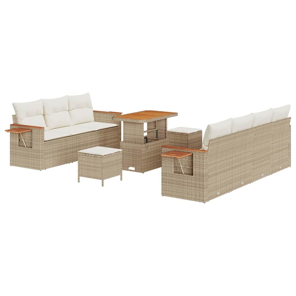 Conjunto de Sofá de Jardim 10 pcs Bege Rattan Sintético