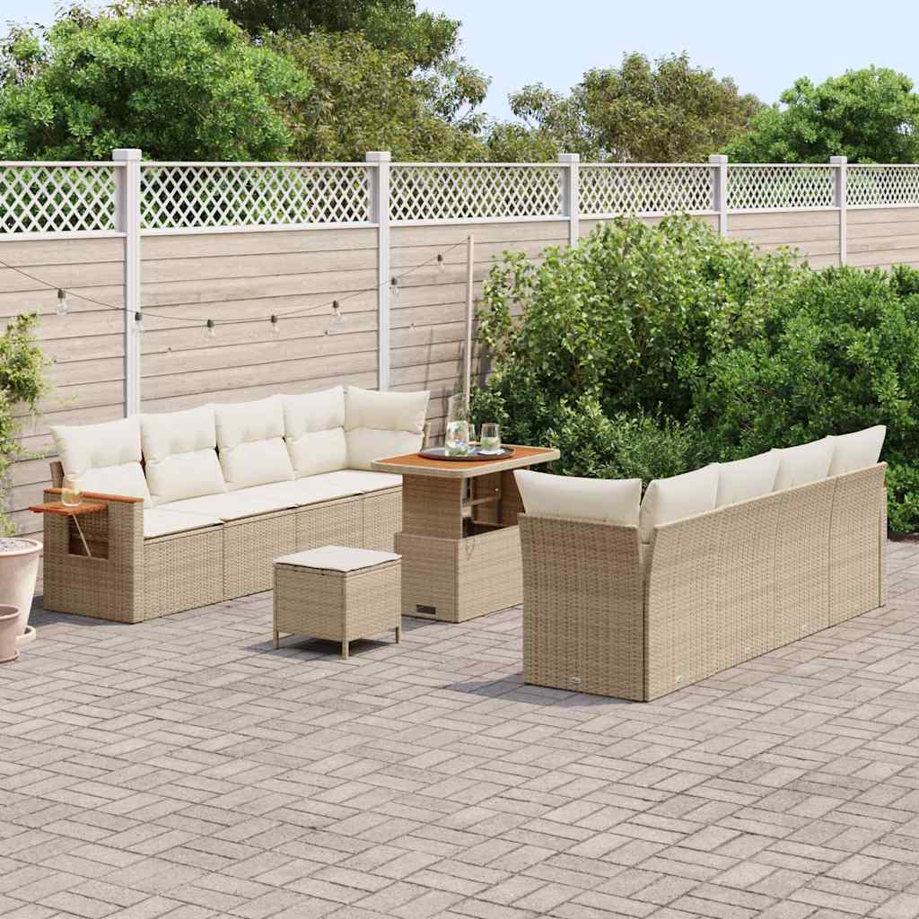 Conjunto de Sofá de Jardim 11 pcs Bege Rattan Sintético