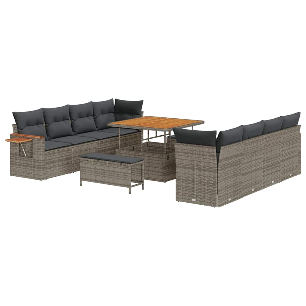 Conjunto de Sofá de Jardim 11 pcs Cinzeto Rattan Sintético
