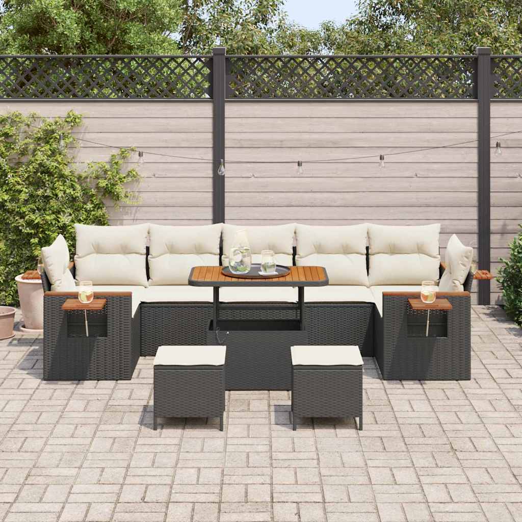 Conjunto de Sofá de Jardim 10 pcs Preto Rattan Sintético