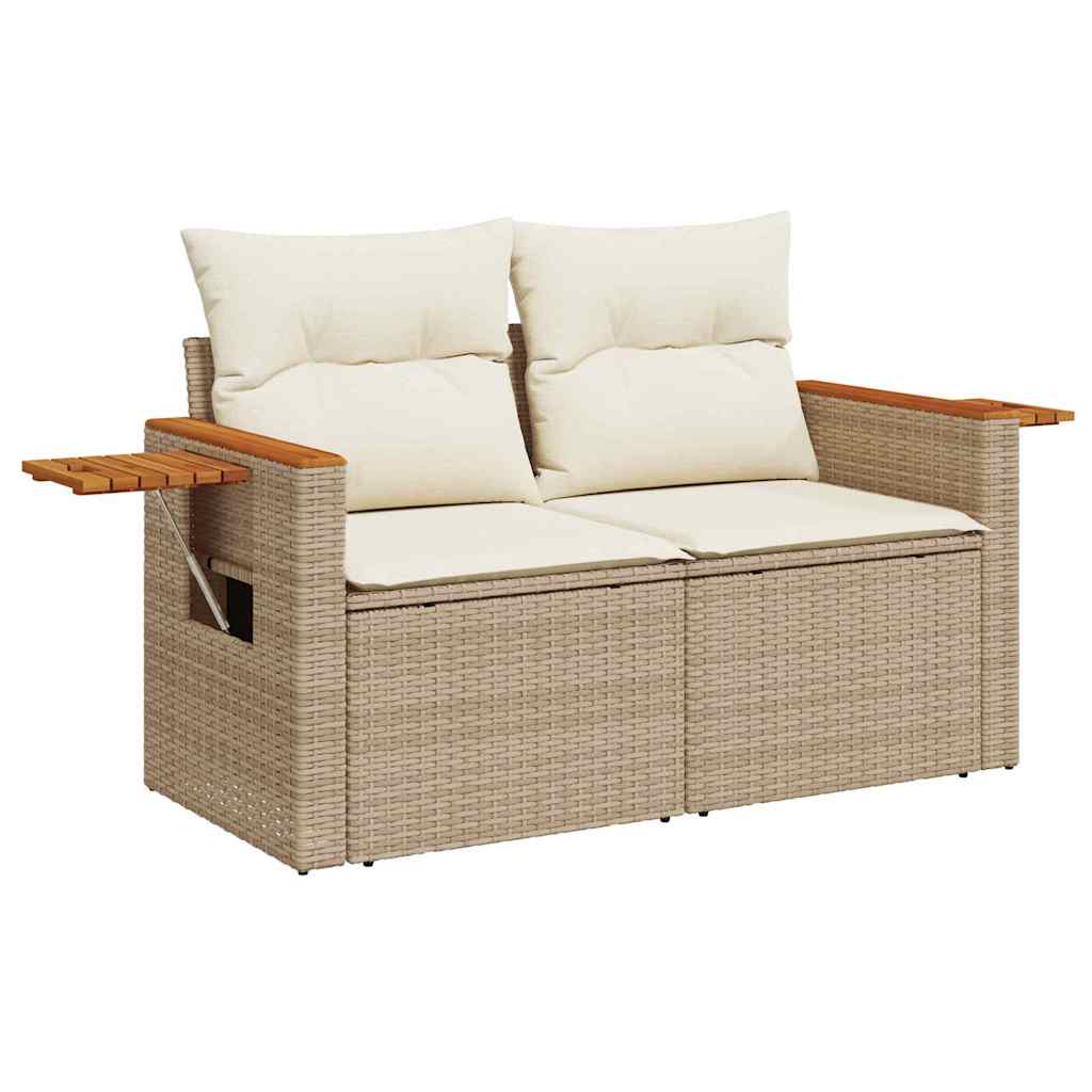 Conjunto de Sofá de Jardim 9 pcs Bege Rattan Sintético