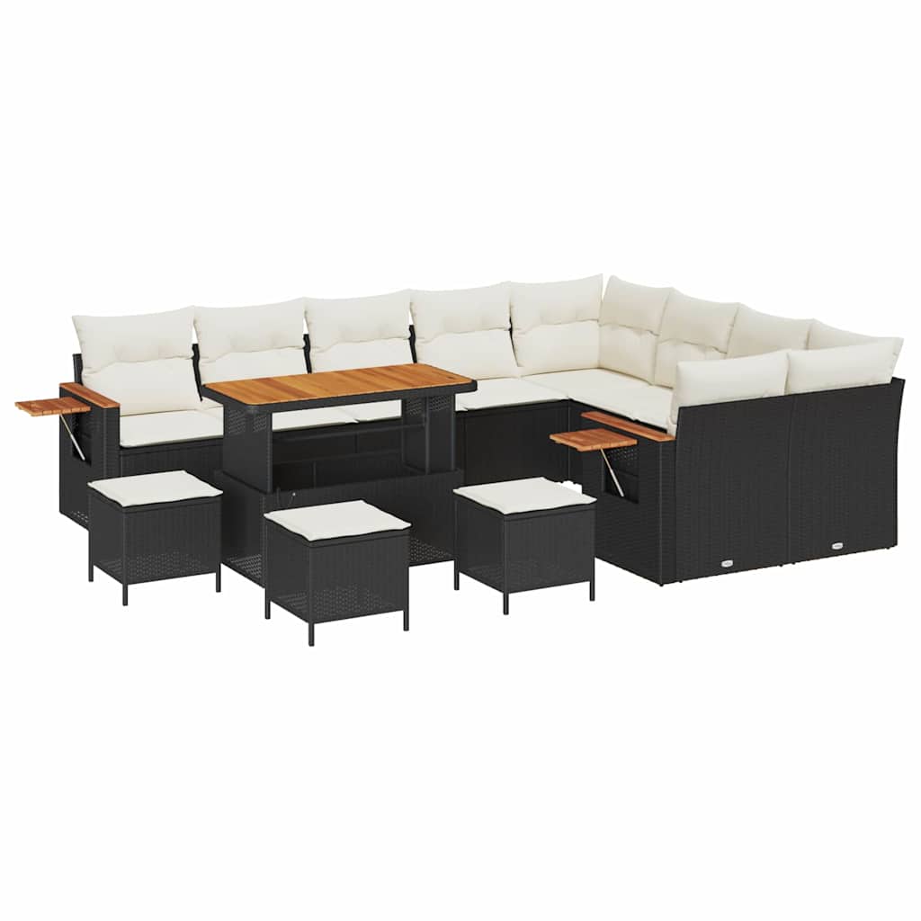 Conjunto de Sofá de Jardim 13 pcs Preto Rattan Sintético