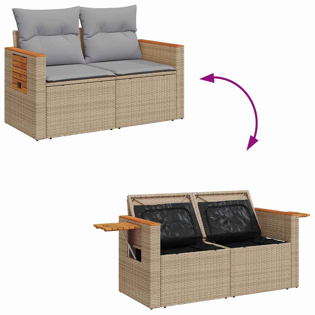 Conjunto de Sofá de Jardim 13 pcs Bege Rattan Sintético