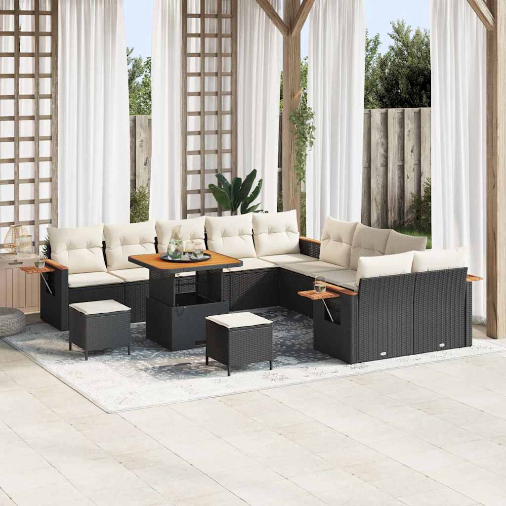 Conjunto de Sofá de Jardim 13 pcs Preto Rattan Sintético