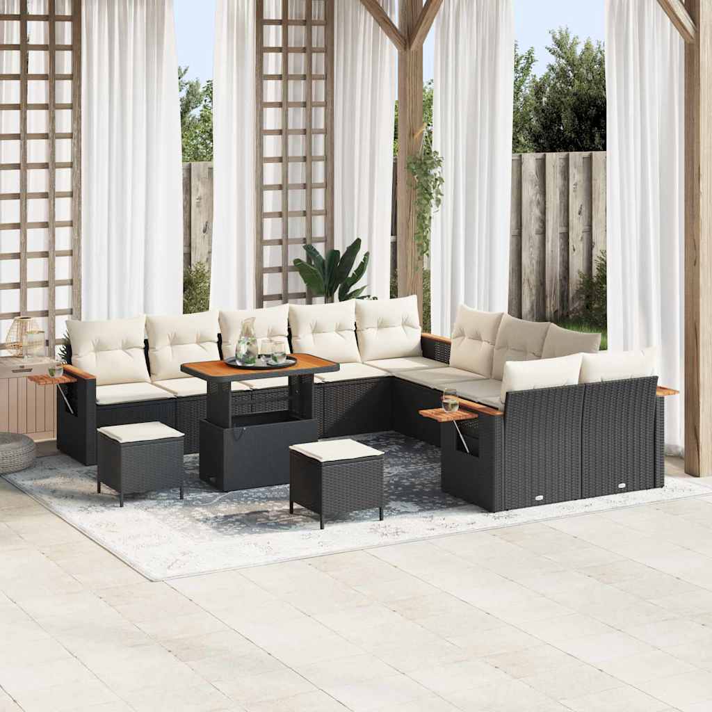 Conjunto de Sofá de Jardim 13 pcs Preto Rattan Sintético