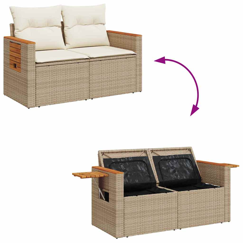 Conjunto de Sofá de Jardim 13 pcs Bege Rattan Sintético