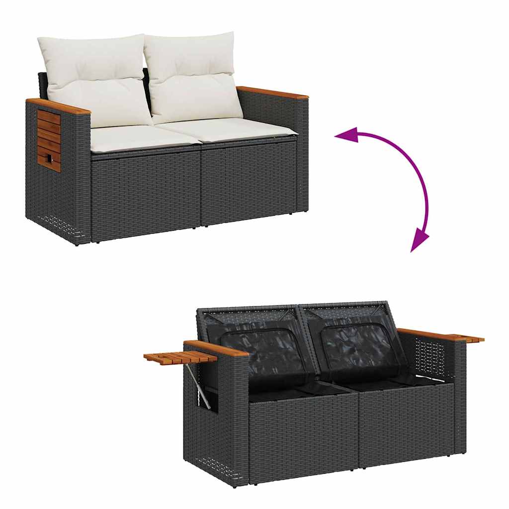 Conjunto de Sofá de Jardim 14 pcs Preto Rattan Sintético