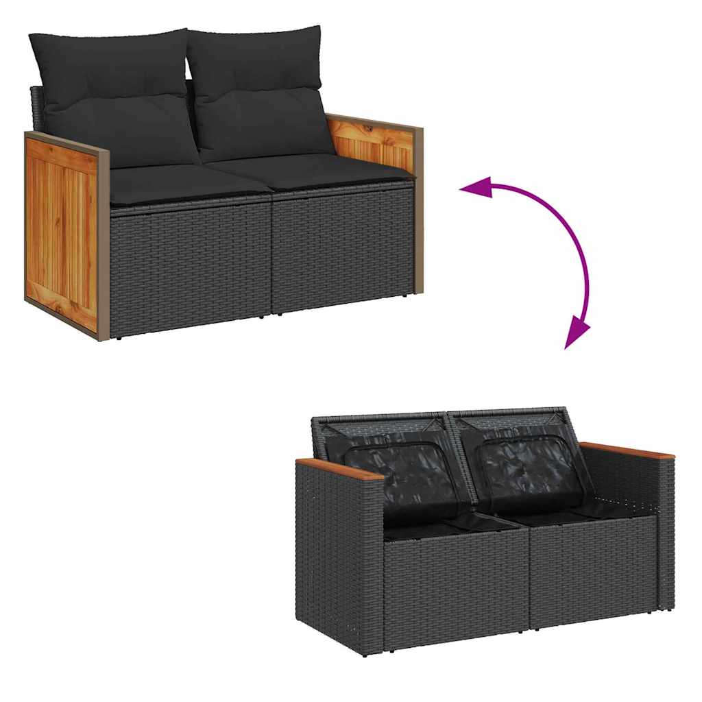 Conjunto de Sofá de Jardim 10 pcs Preto e Marrom