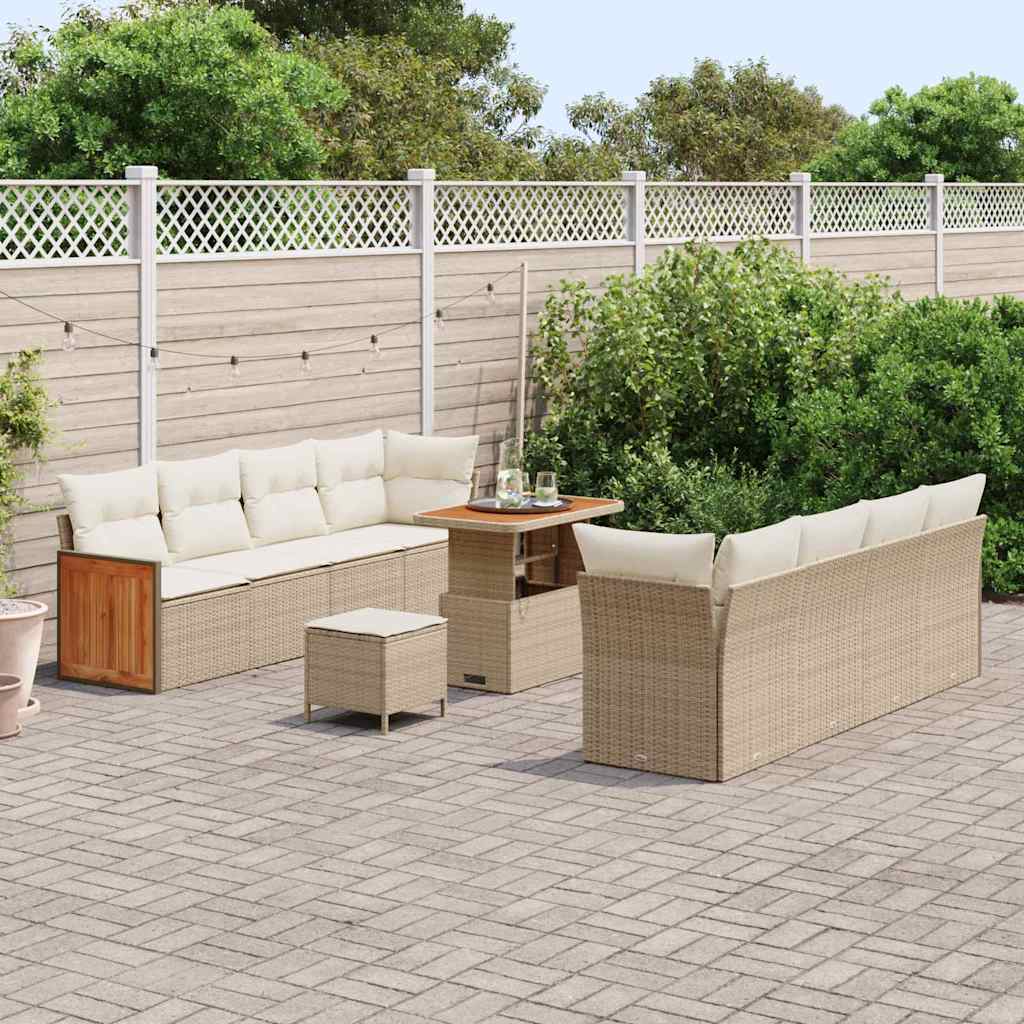 Conjunto de Sofá de Jardim 11 pcs Bege Creme 90 x 55 x 71 cm