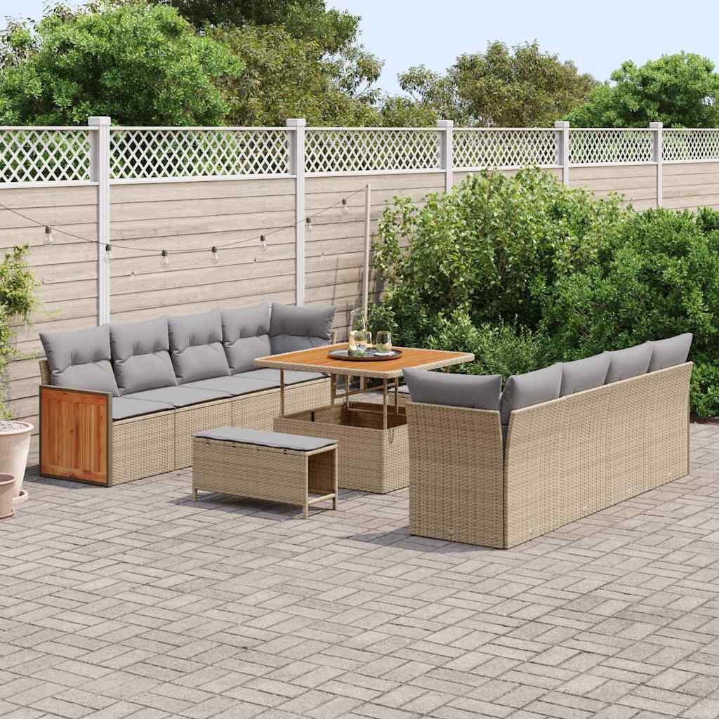 Conjunto de Sofá de Jardim 11 pcs Bege 100 x 100 x 71 cm