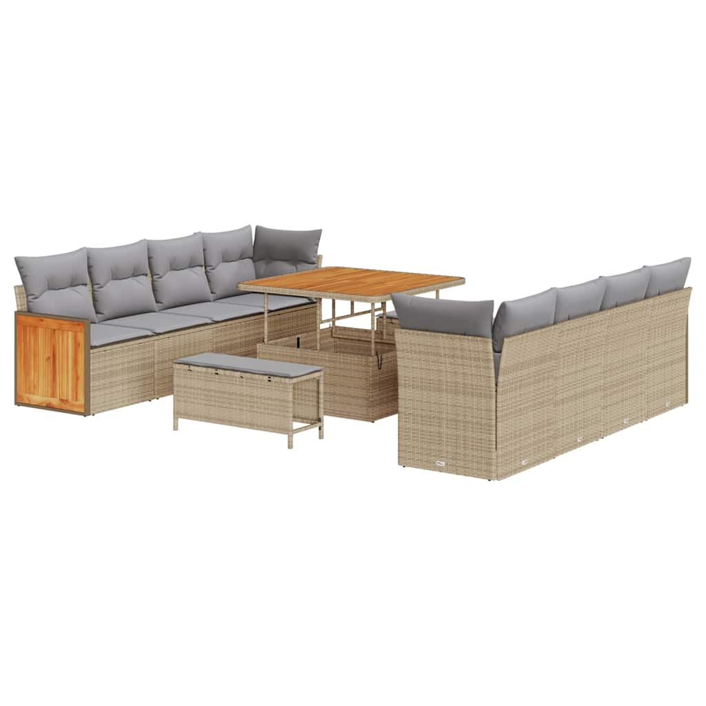 Conjunto de Sofá de Jardim 11 pcs Bege 100 x 100 x 71 cm