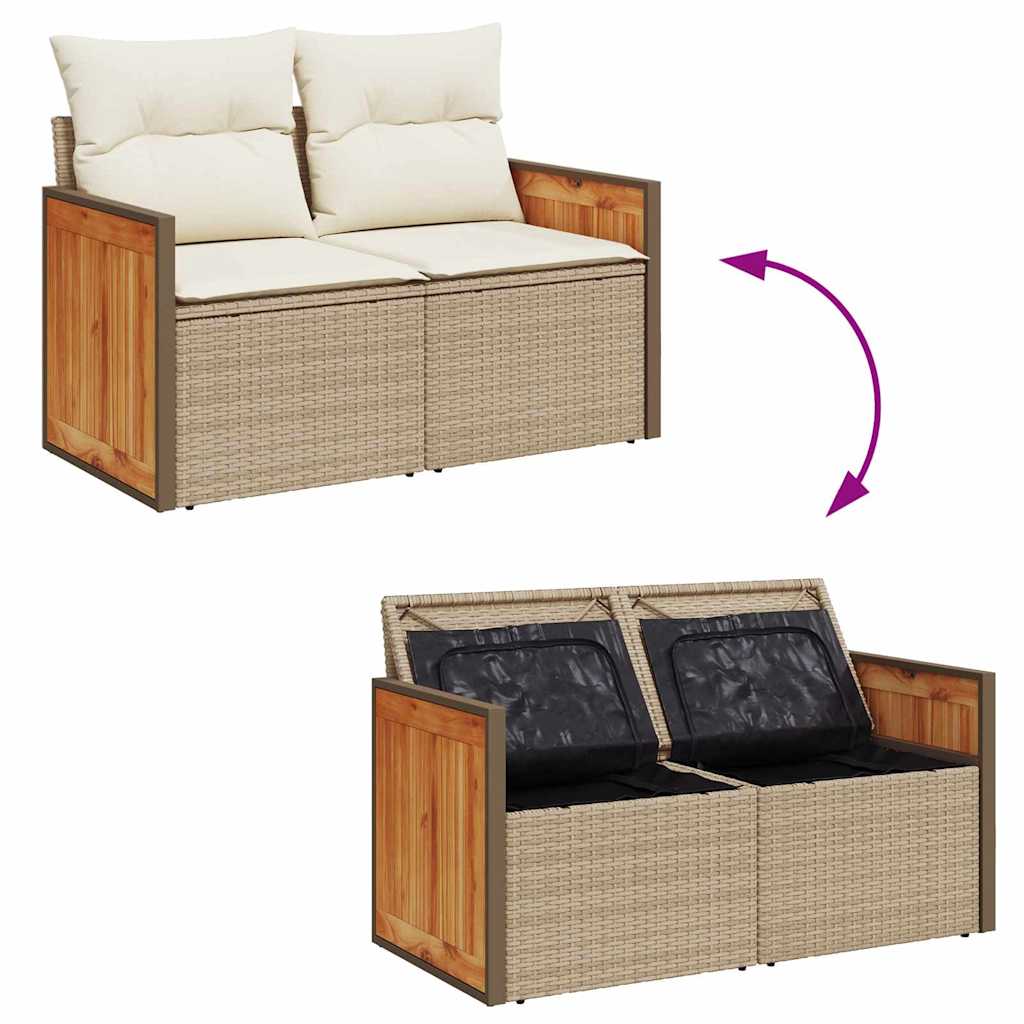 Conjunto de Sofá de Jardim 10 pcs Bege 90 x 55 x 71 cm vime PE