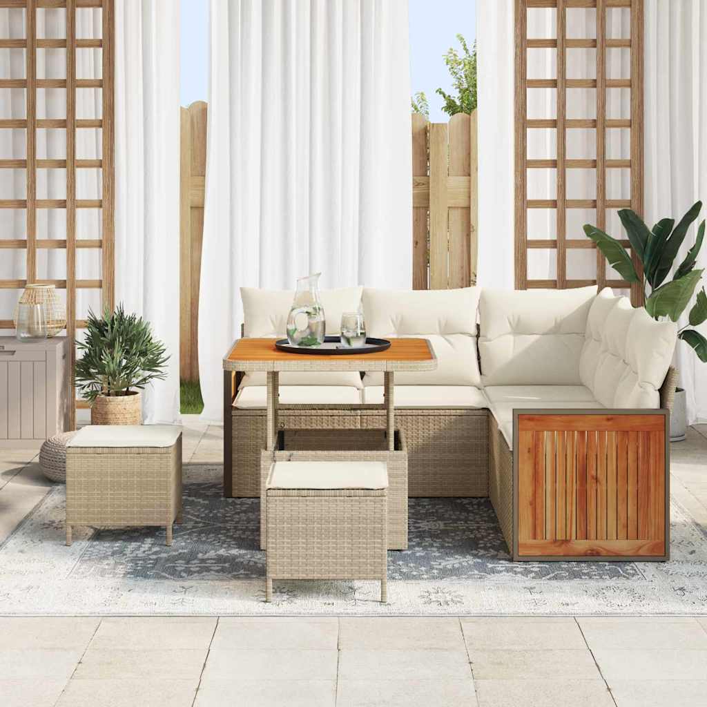 Conjunto de Sofá de Jardim 8 pcs Bege e Creme 80 x 80 x 71 cm