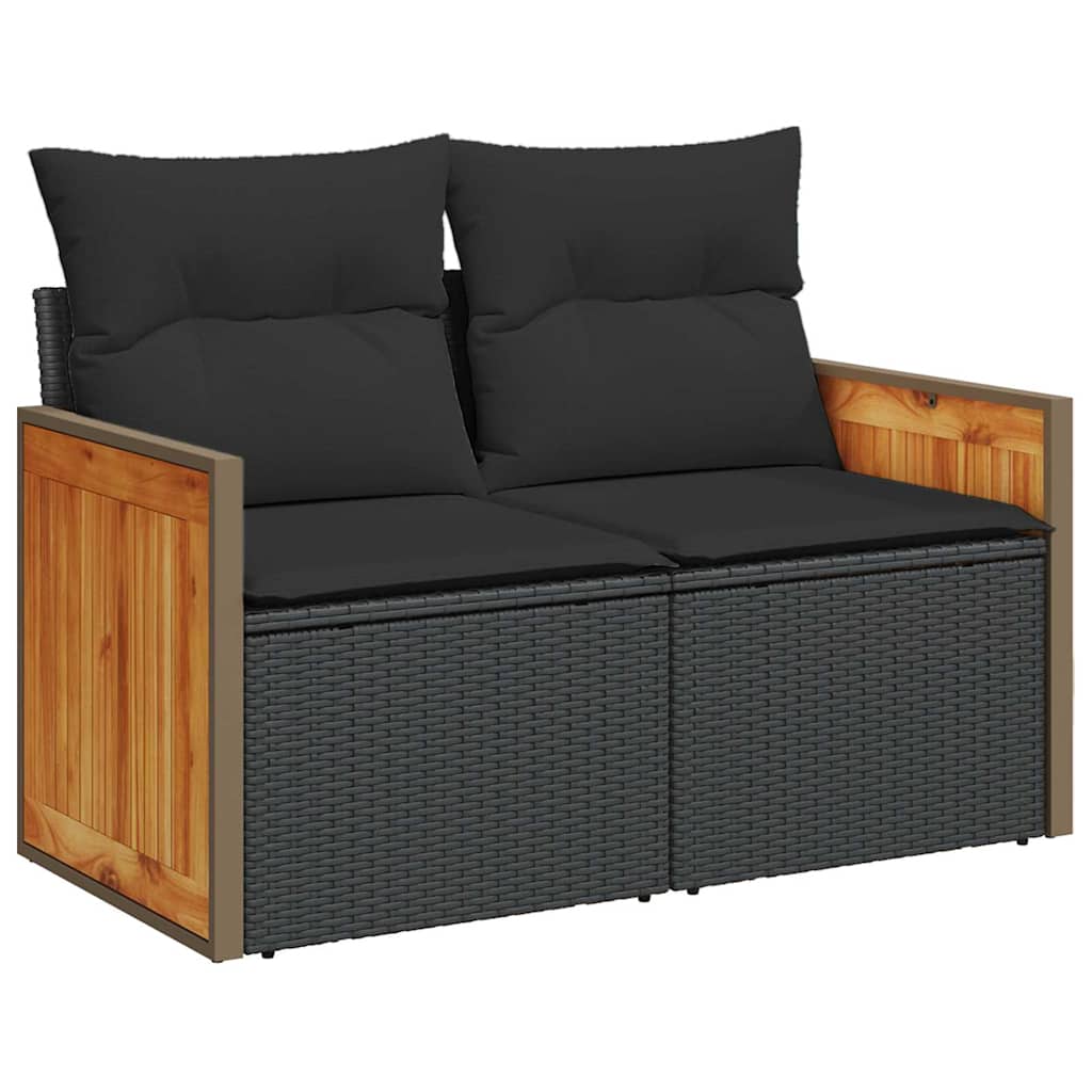 Conjunto de Sofá de Jardim 12 pcs Preto vime PE