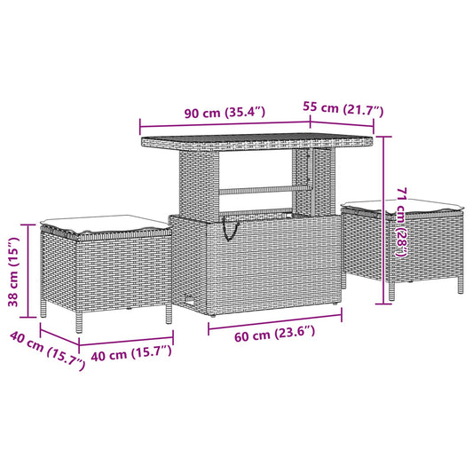 Conjunto de Sofá de Jardim com almofada 13 pcs Preto vime PE
