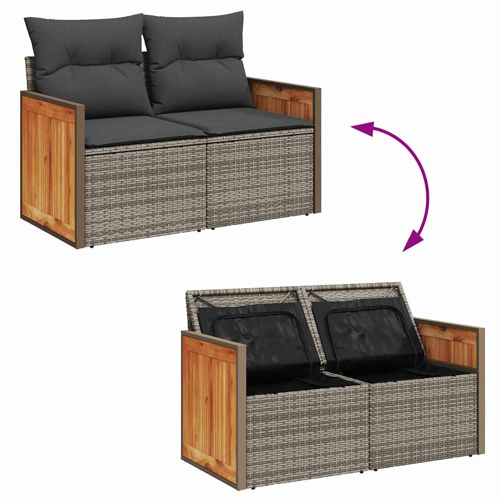 Conjunto de Sofá de Jardim 12 pcs Cinzeto vime PE