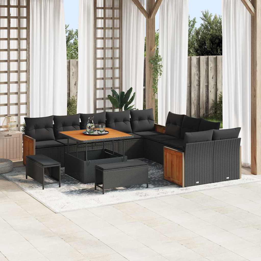Conjunto de Sofá de Jardim 13 pcs Preto 100 x 100 x 71 cm