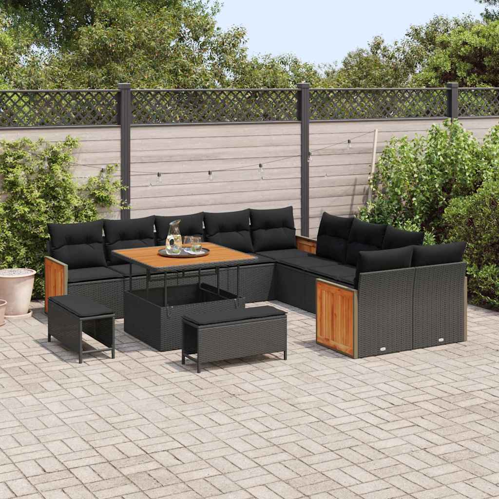Conjunto de Sofá de Jardim 13 pcs Preto 100 x 100 x 71 cm
