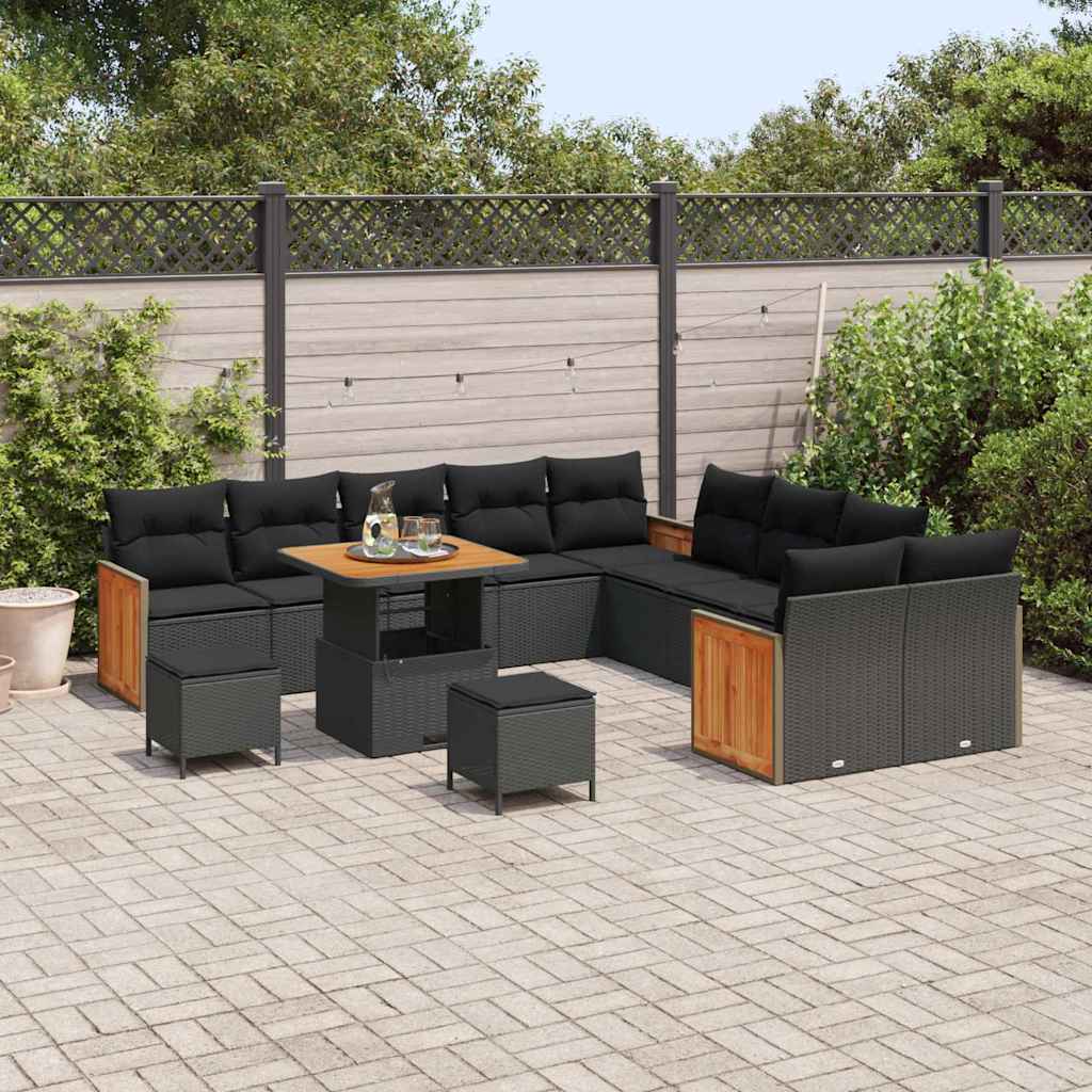 Conjunto de Sofá de Jardim 13 pcs Preto 80 x 80 x 71 cm vime PE