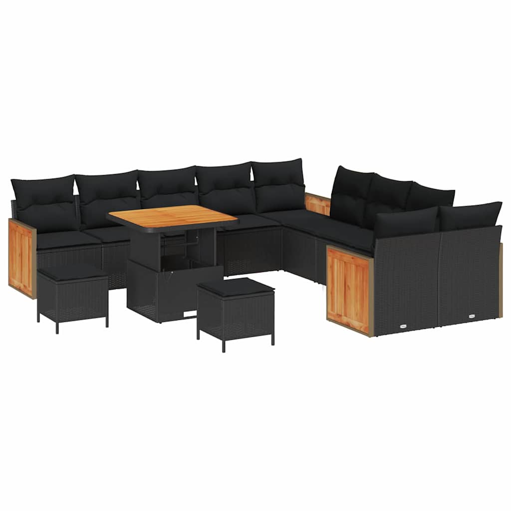 Conjunto de Sofá de Jardim 13 pcs Preto 80 x 80 x 71 cm vime PE