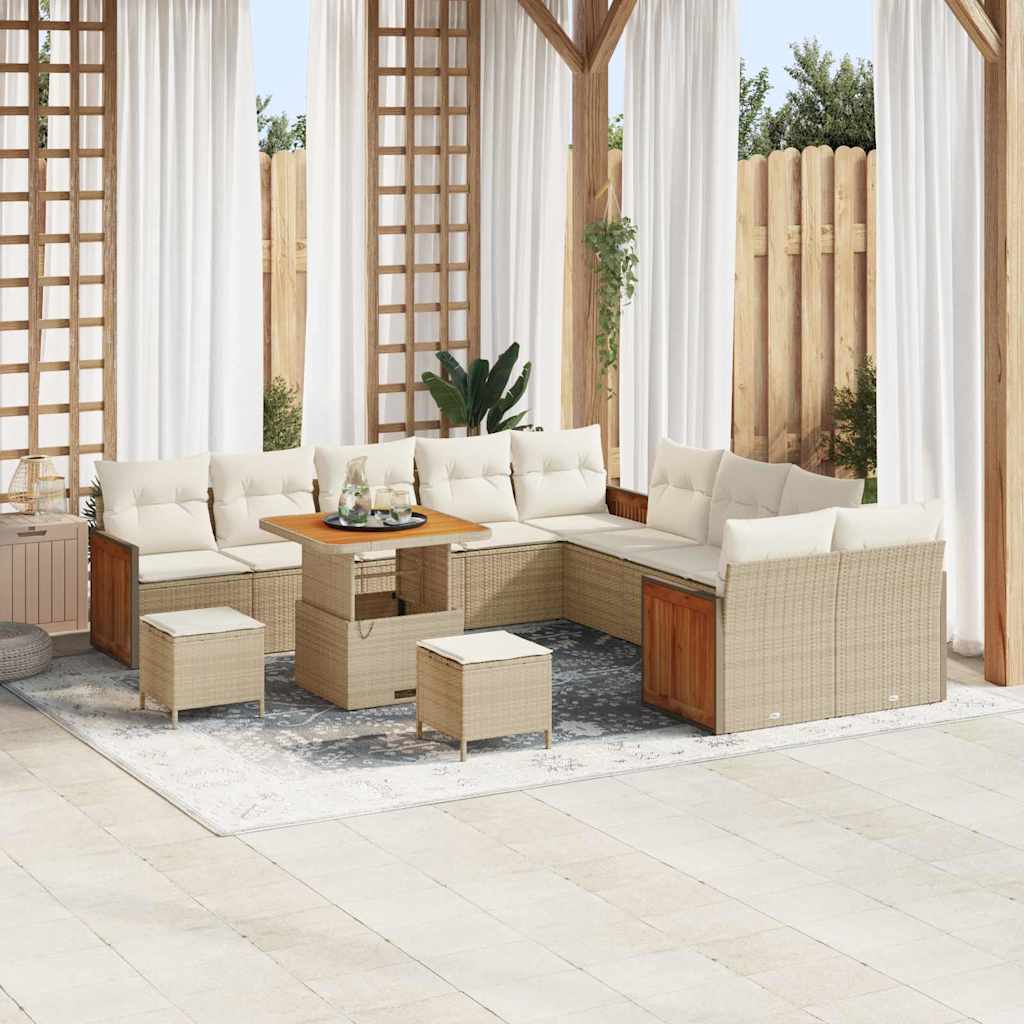 Conjunto de Sofá de Jardim 13 pcs Bege e Creme 80 x 80 x 71 cm