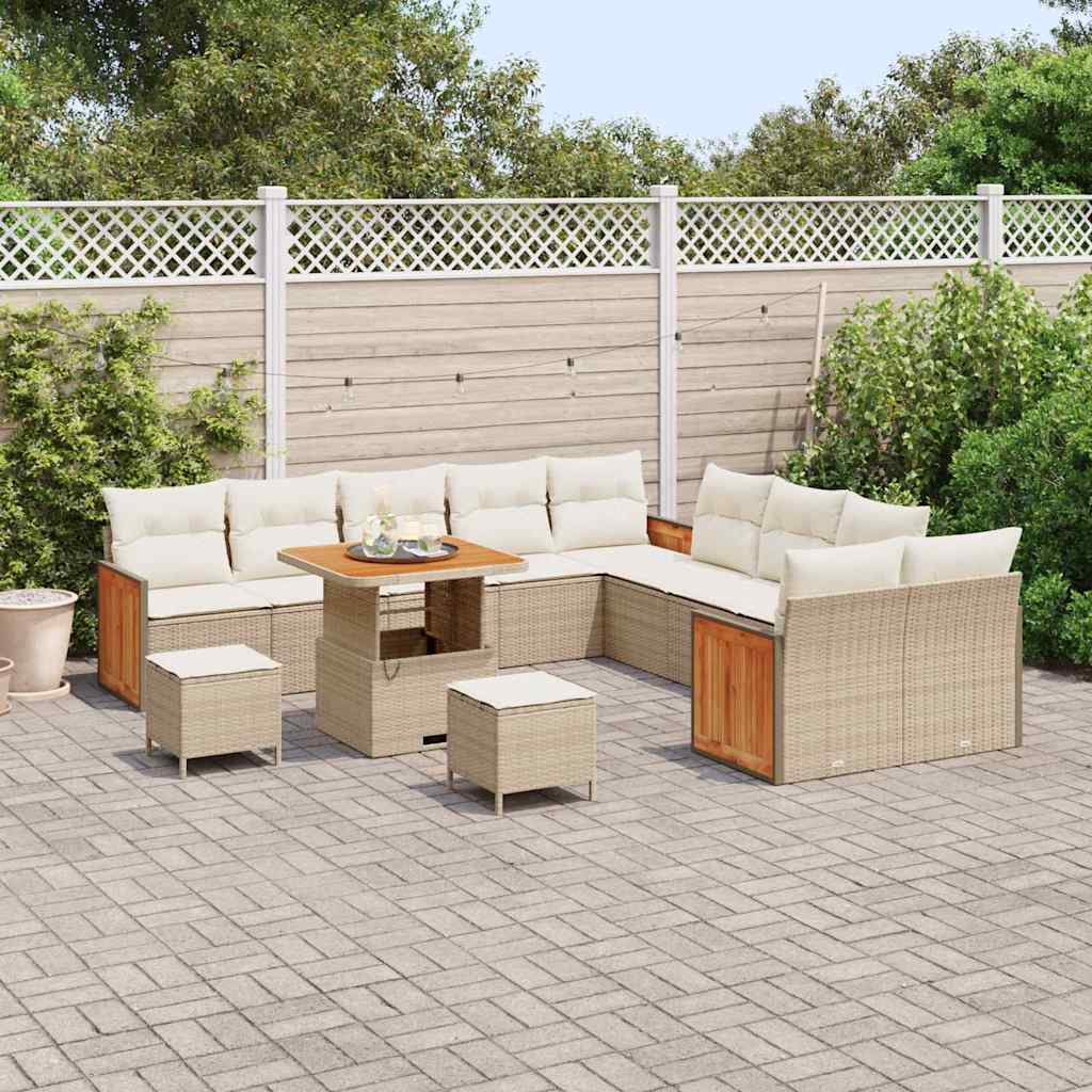 Conjunto de Sofá de Jardim 13 pcs Bege e Creme 80 x 80 x 71 cm