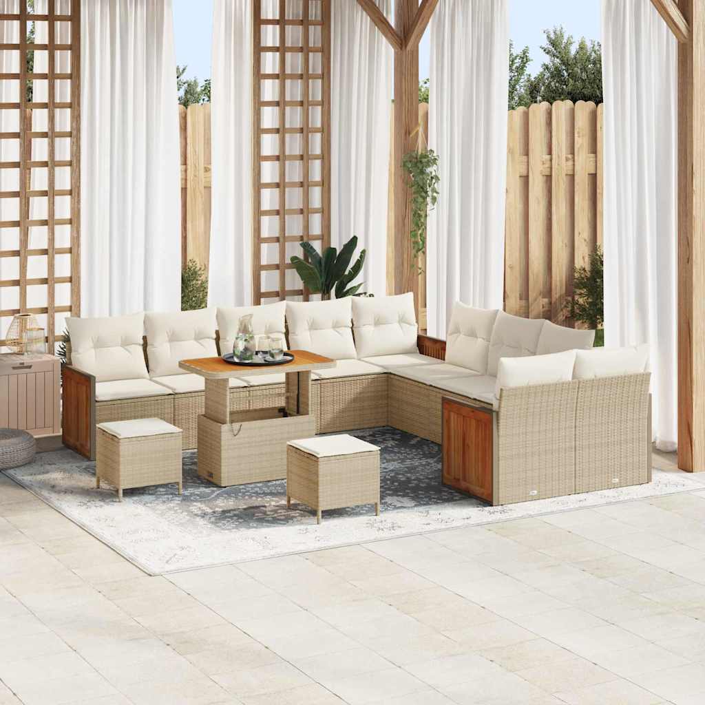 Conjunto de Sofá de Jardim 13 pcs Bege e Creme 90 x 55 x 71 cm